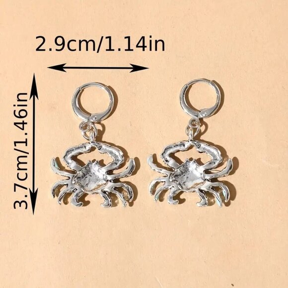 Crab Earrings Blue Enamel Dangle Drop Beach Sea Y2K Ocean Trendy Stylish Fun NEW - Picture 4 of 4